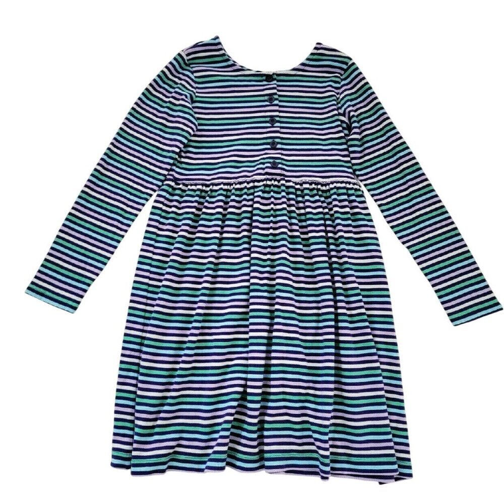 Hanna Andersson Day Play Henley Dress 10 Girls Long Sleeve Cotton Purple Stripe